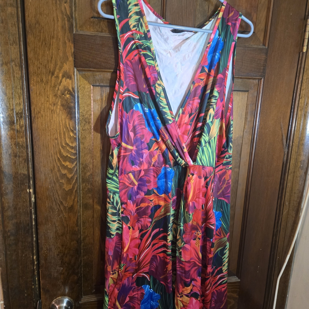 Vibrant Tropical Sleeveless Dress